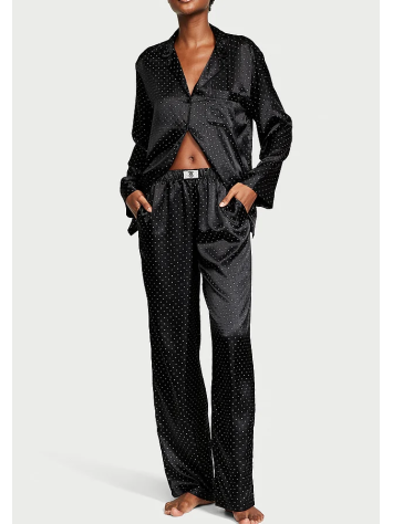 Пижама Dew Drop Satin Long Pajama Set Black