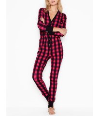 Піжама Thermal Long Romper Light Pink & Red Plaid