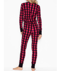 Піжама Thermal Long Romper Light Pink & Red Plaid