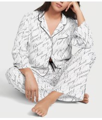Пижама Flannel Long Pajama Set White Vs Script