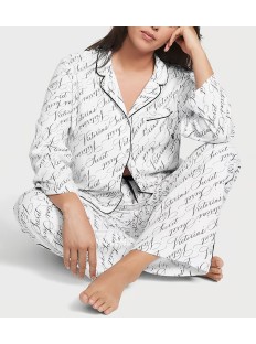 Піжама Flannel Long Pajama Set White Vs Script