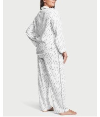 Піжама Flannel Long Pajama Set White Vs Script