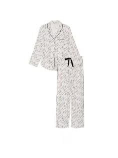 Піжама Flannel Long Pajama Set White Vs Script