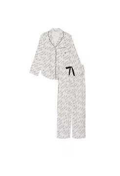 Пижама Flannel Long Pajama Set White Vs Script