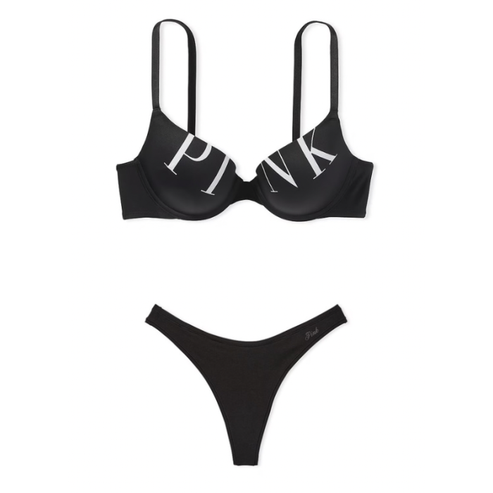 Комплект білизни Push-Up Bra Black PINK Logo Set