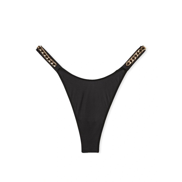 Трусики Double Chain Strap Smooth Thong Panty Black