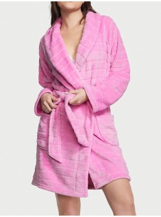 Халат Plush Striped Long Robe pink