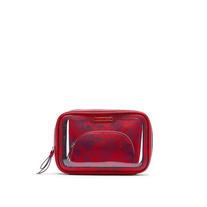3 в 1 косметичка 3-Piece Makeup Bag Red Floral