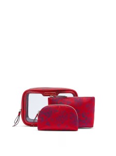 3 в 1 косметичка 3-Piece Makeup Bag Red Floral