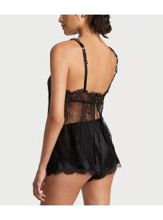 Піжама Chain Strap Satin Lace-Trim Cami Shorts Set
