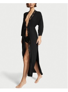 Халат Modal Lace-Trim Long Robe Black