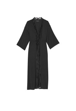 Халат Modal Lace-Trim Long Robe Black