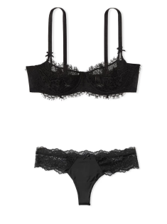 Комплект белья Wicked Lace Unlined Balconette Bra Black Set