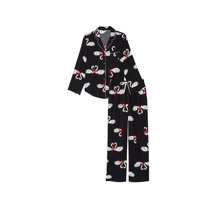 Пижама  Flannel Long Pajama Black Print