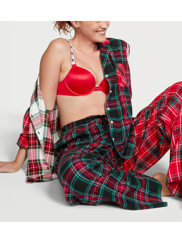 Піжама Flannel Long Pajama Set Red Plaid Print Mix
