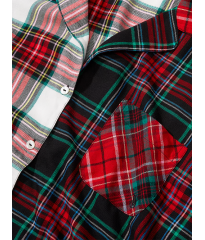 Пижама Flannel Long Pajama Set  Red Plaid Print Mix