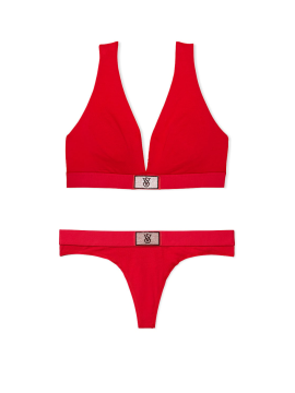 Комплект білизни Shine Patch Cotton Wireless Plunge Bralette Set Lipstick