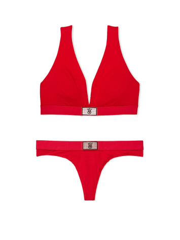 Комплект білизни Shine Patch Cotton Wireless Plunge Bralette Set Lipstick