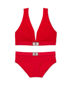 Комплект белья Shine Patch Cotton Wireless Plunge Bralette Set Lipstick