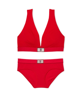 Комплект білизни Shine Patch Cotton Wireless Plunge Bralette Set Lipstick