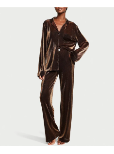Пижама Shimmer Knit Long Pajama Set Gold 