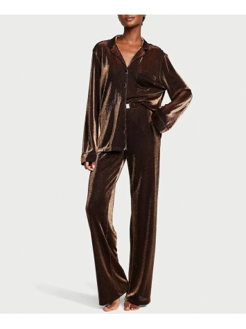 Піжама Shimmer Knit Long Pajama Set Gold
