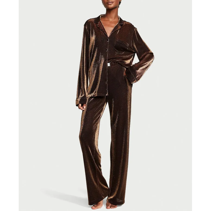 Піжама Shimmer Knit Long Pajama Set Gold