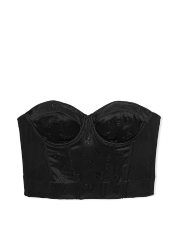Бюстье Shine Logo Satin Strapless Corset Top Black