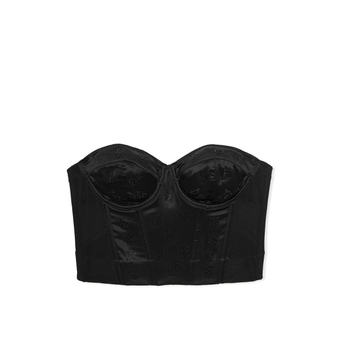 Бюстье Shine Logo Satin Strapless Corset Top Black