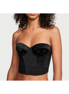 Бюстье Shine Logo Satin Strapless Corset Top Black