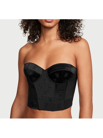 Бюстье Shine Logo Satin Strapless Corset Top Black