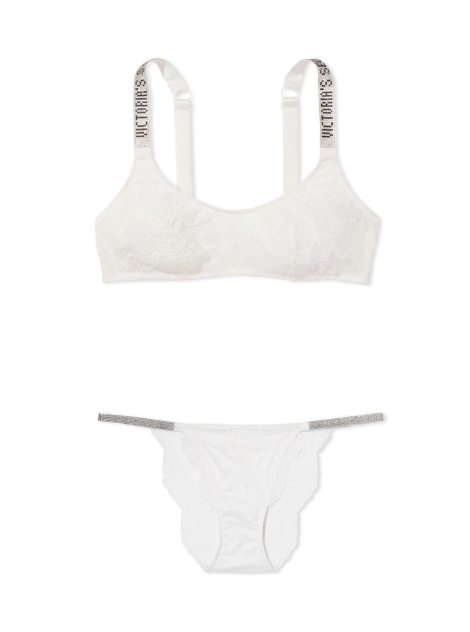 Комплект білизни Shine Strap Lace Bralette Coconut White Set Комплект білизни Shine Strap Lace Bralette Coconut White Set