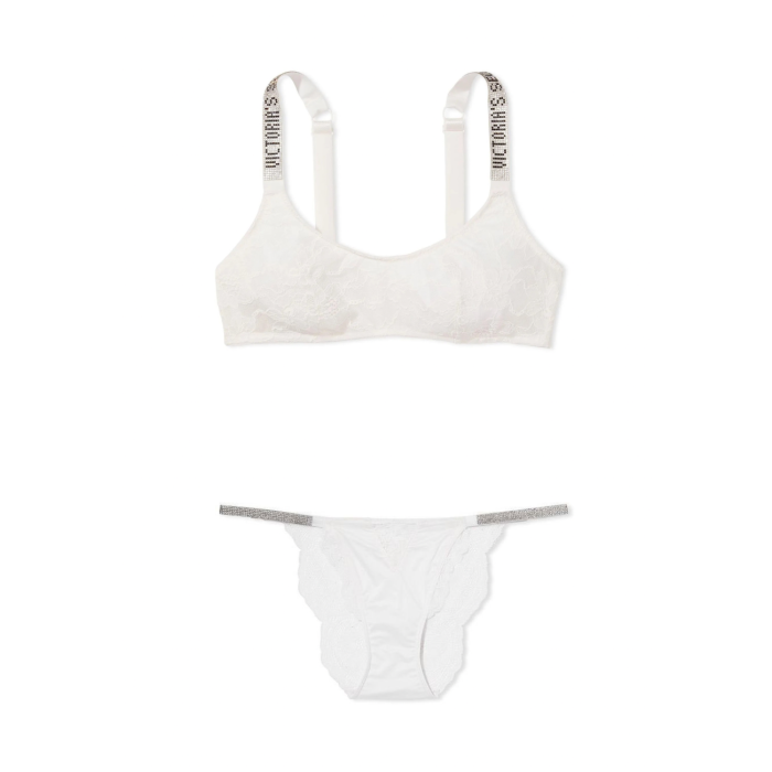Комплект білизни Shine Strap Lace Bralette Coconut White Set
