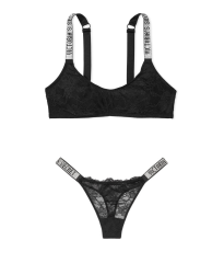 Комплект белья Shine Strap Lace Bralette Black Set