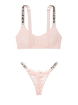 Комплект белья Shine Strap Lace Bralette Purest Pink