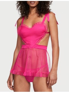 Пеньюар Виктория Сикрет VERY SEXY Fun Flirty Dotted Mesh Apron Babydollset Set