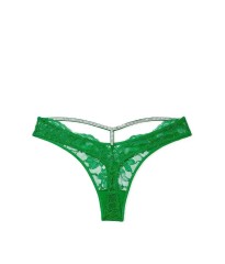 Трусики Shine Strap Cutout Back Lace Thong Panty Green