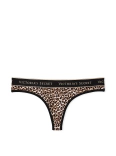 Трусики Logo Flocked Mesh Thong Panty Natural Cheetah