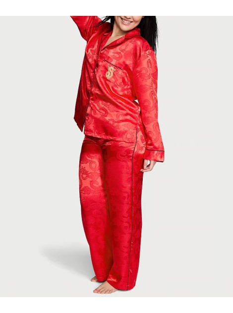 Піжама Satin Long Pajama Set Lipstick Dragon