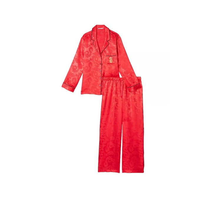 Пижама Satin Long Pajama Set Lipstick Dragon