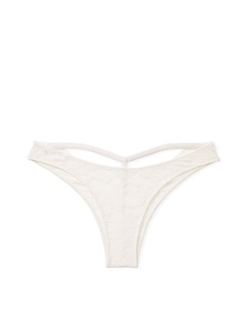 Трусики Shine Strap Cutout Lace Brazilian Panty Coconut White