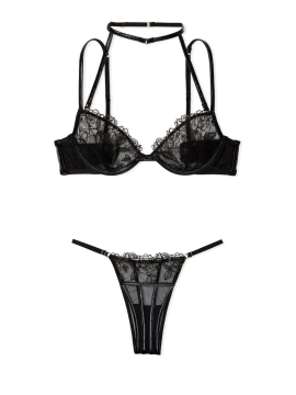 Комплект белья Midnight Affair Embroidery Low-Cut Demi Bra black Set