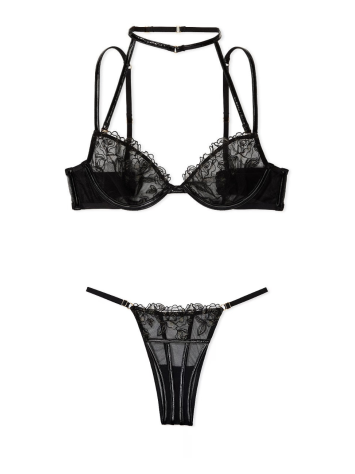 Комплект білизни Midnight Affair Embroidery Low-Cut Demi Bra black Set