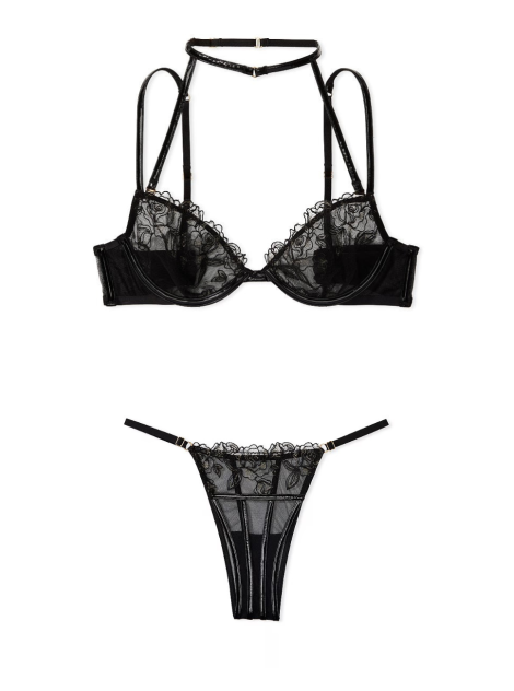 Комплект білизни Midnight Affair Embroidery Low-Cut Demi Bra black Set