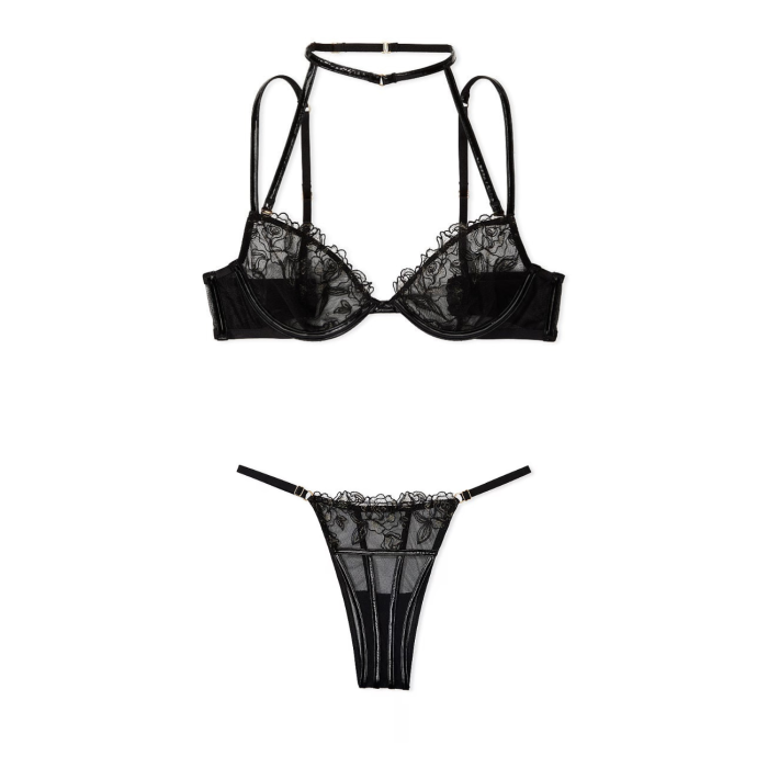 Комплект білизни Midnight Affair Embroidery Low-Cut Demi Bra black Set