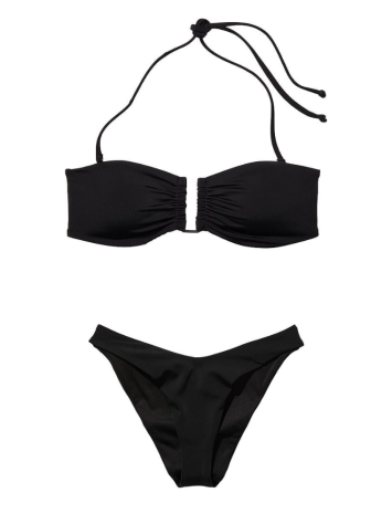 Купальник Bandeau Bikini Top Brazilian Bikini Bottom Black