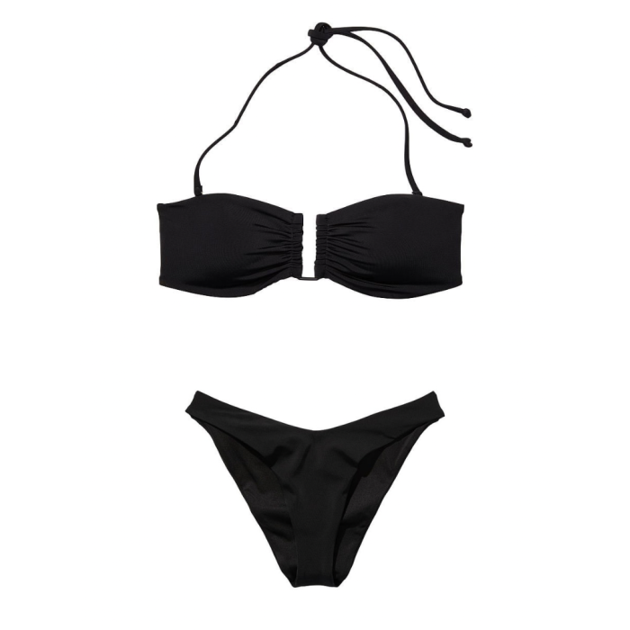 Купальник Bandeau Bikini Top Brazilian Bikini Bottom Black
