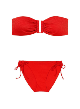 Купальник Bandeau Bikini Top Bikini Bottom Ribbed Red
