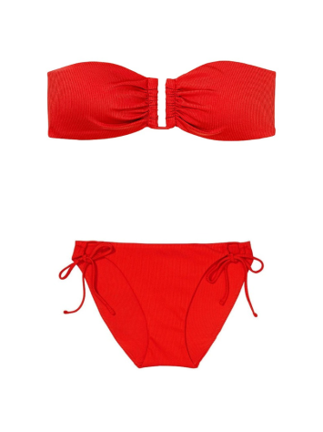 Купальник Bandeau Bikini Top Bikini Bottom Ribbed Red