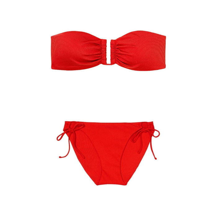 Купальник Bandeau Bikini Top Bikini Bottom Ribbed Red